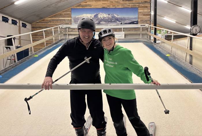 Walter en Merle op de skibaan 